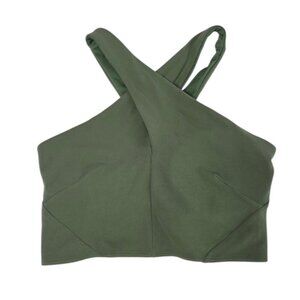 Lululemon Nulu Wrap-Front Longline Bra, Green, Yoga, Athletic, Pullover